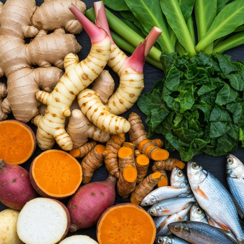 Close-up of mineral-rich foods and spices